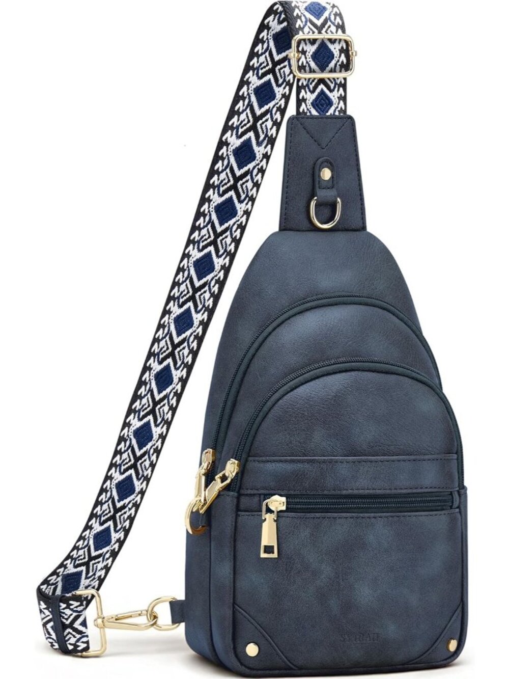 Women's Navy Blue Anti Theft RFID Travel Sling Purse Secure Crossbody Bag